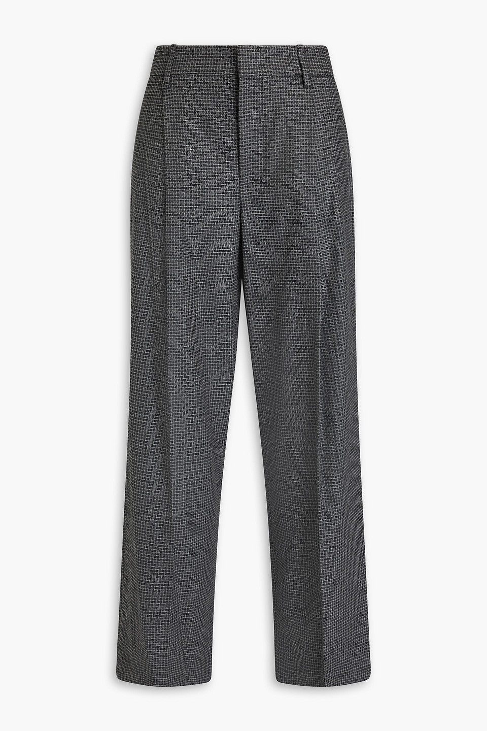 Vince Checked Tweed Wide-leg Pants In Gray