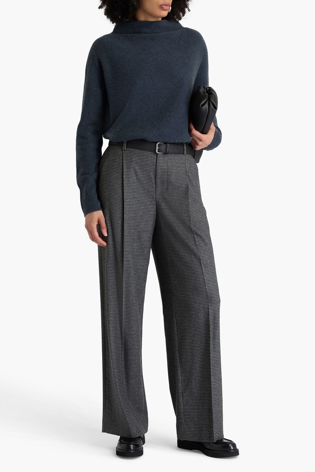 VINCE. Checked tweed wide-leg pants