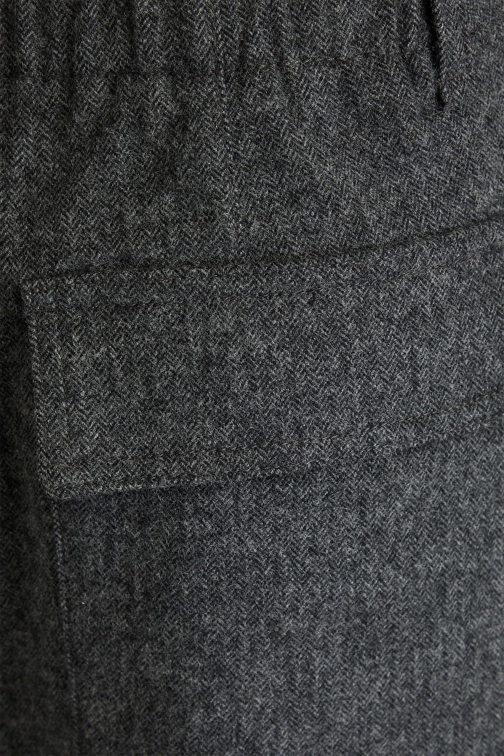 VINCE. ウール混フランネル ワイドレッグパンツ ヘリンボーン