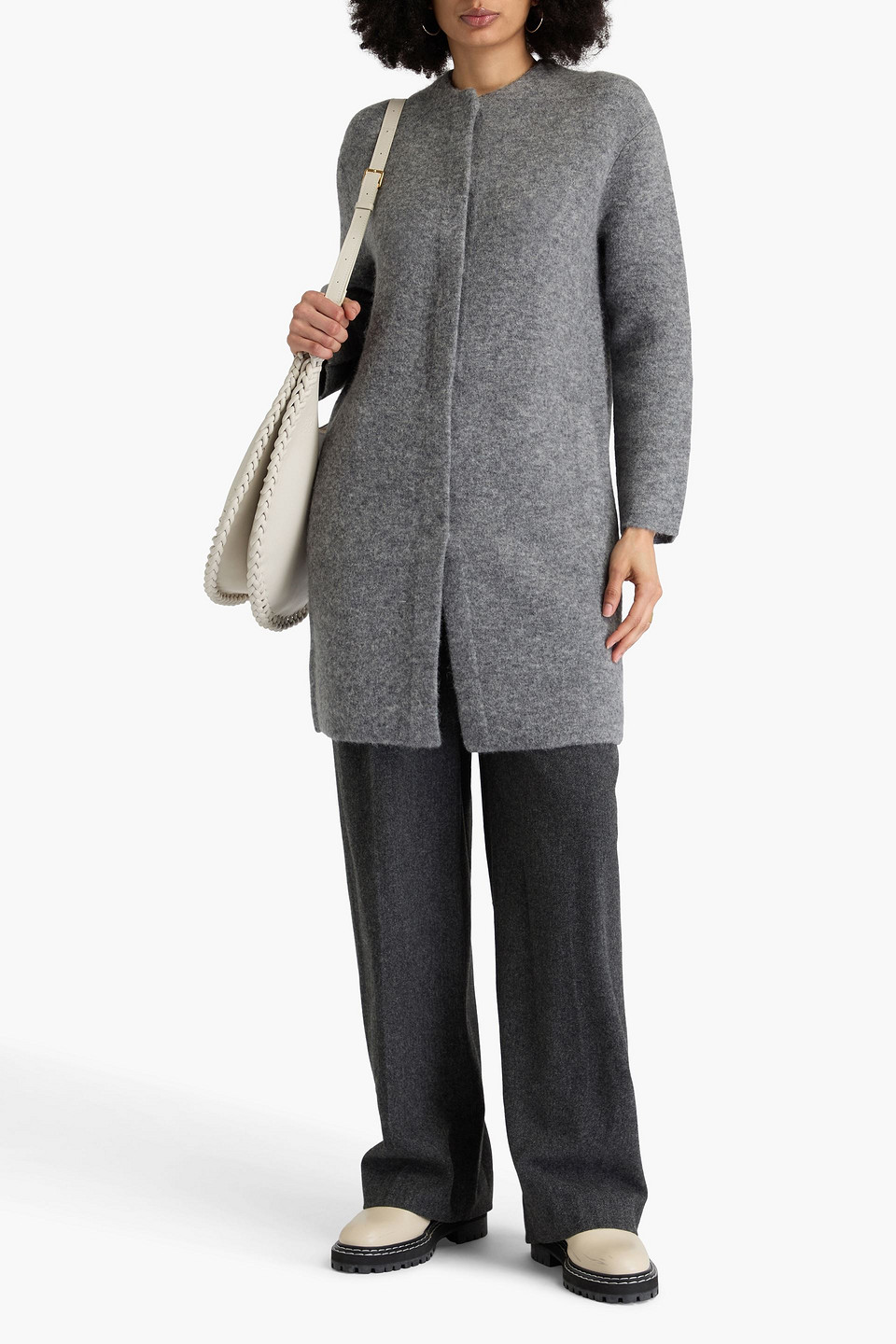  Vince. - Brushed Knitted Coat - Gray - M 