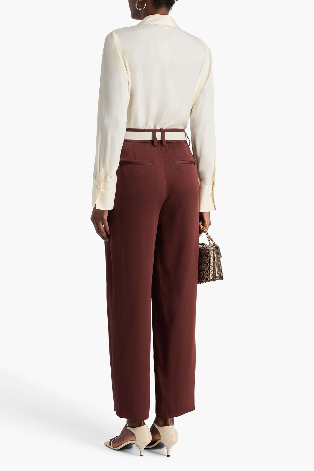 VINCE. Satin-crepe wide-leg pants