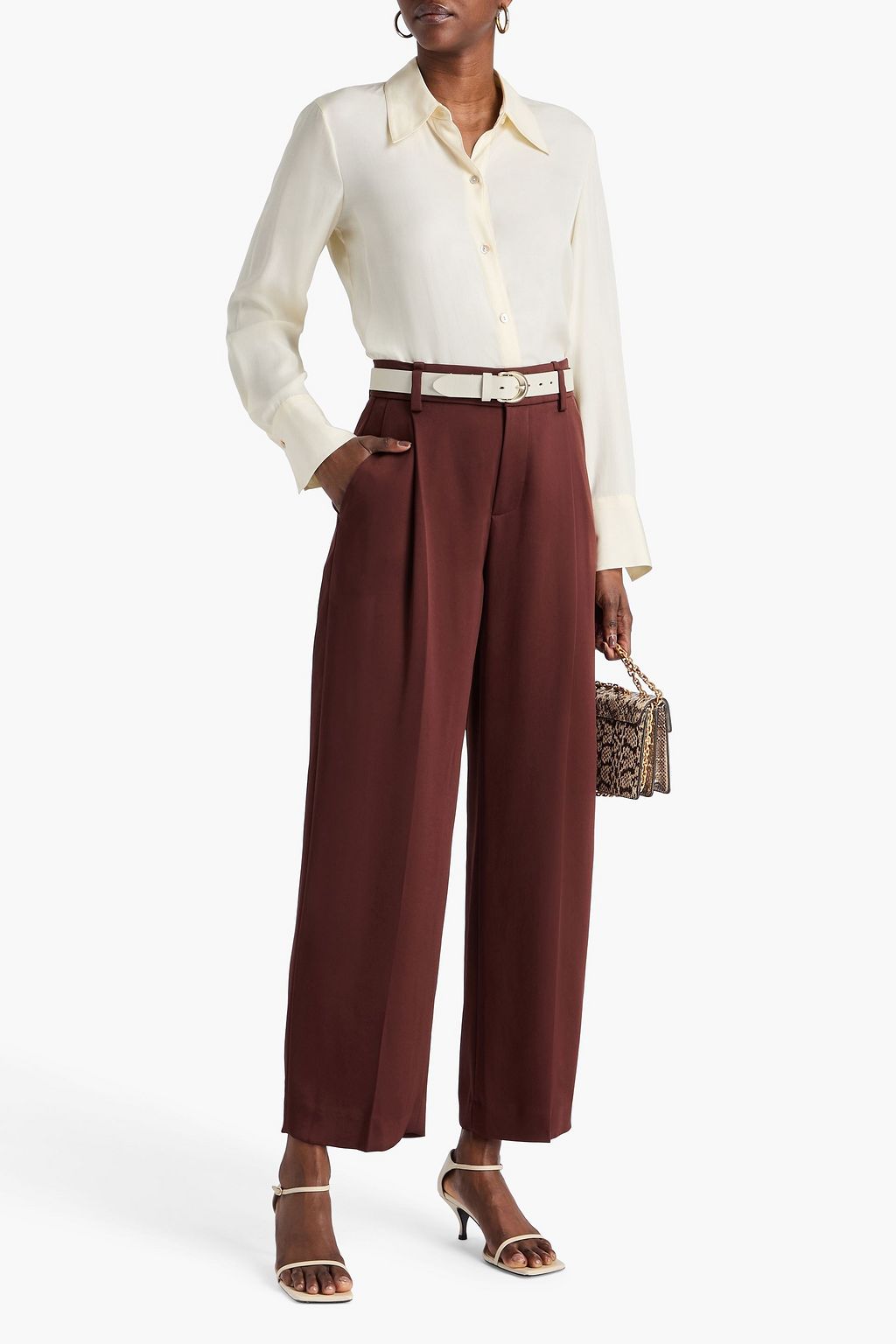 VINCE. Satin-crepe wide-leg pants