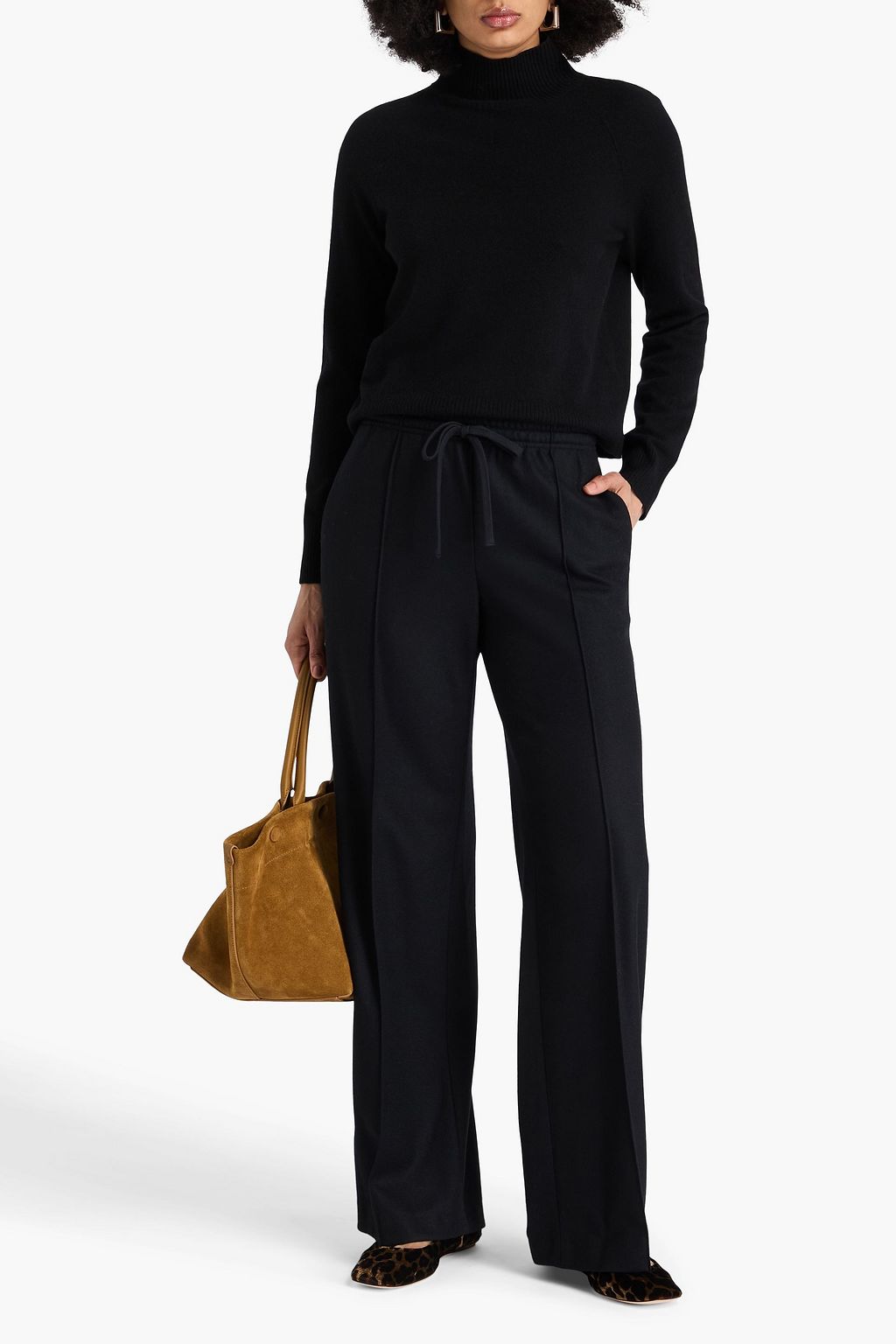 VINCE. Wool-blend flannel wide-leg pants