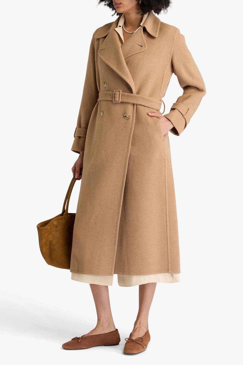 VINCE. Double-breasted wool-blend felt coat