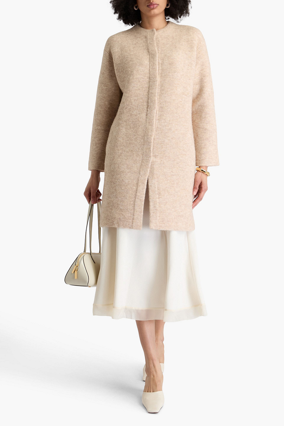  Vince. - Brushed Knitted Coat - Neutral - S 