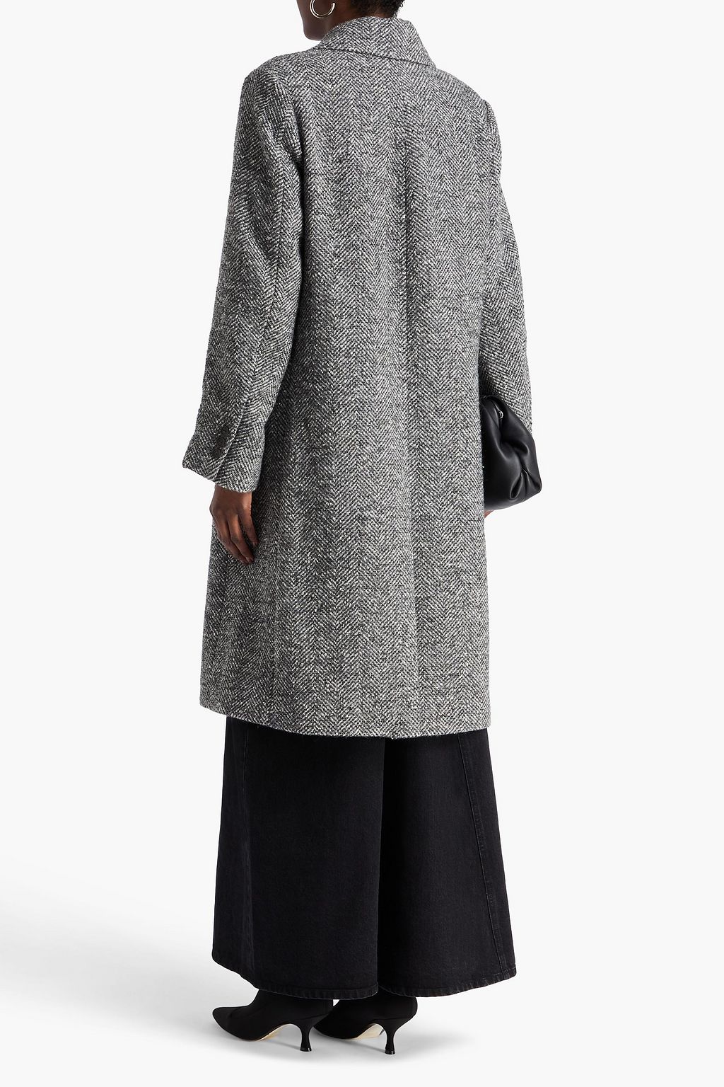 VINCE. Double-breasted herringbone tweed coat