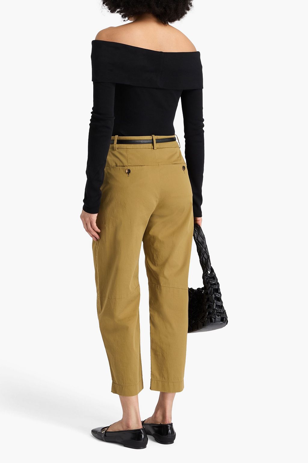 ANOTHER TOMORROW Stretch-cotton twill tapered pants