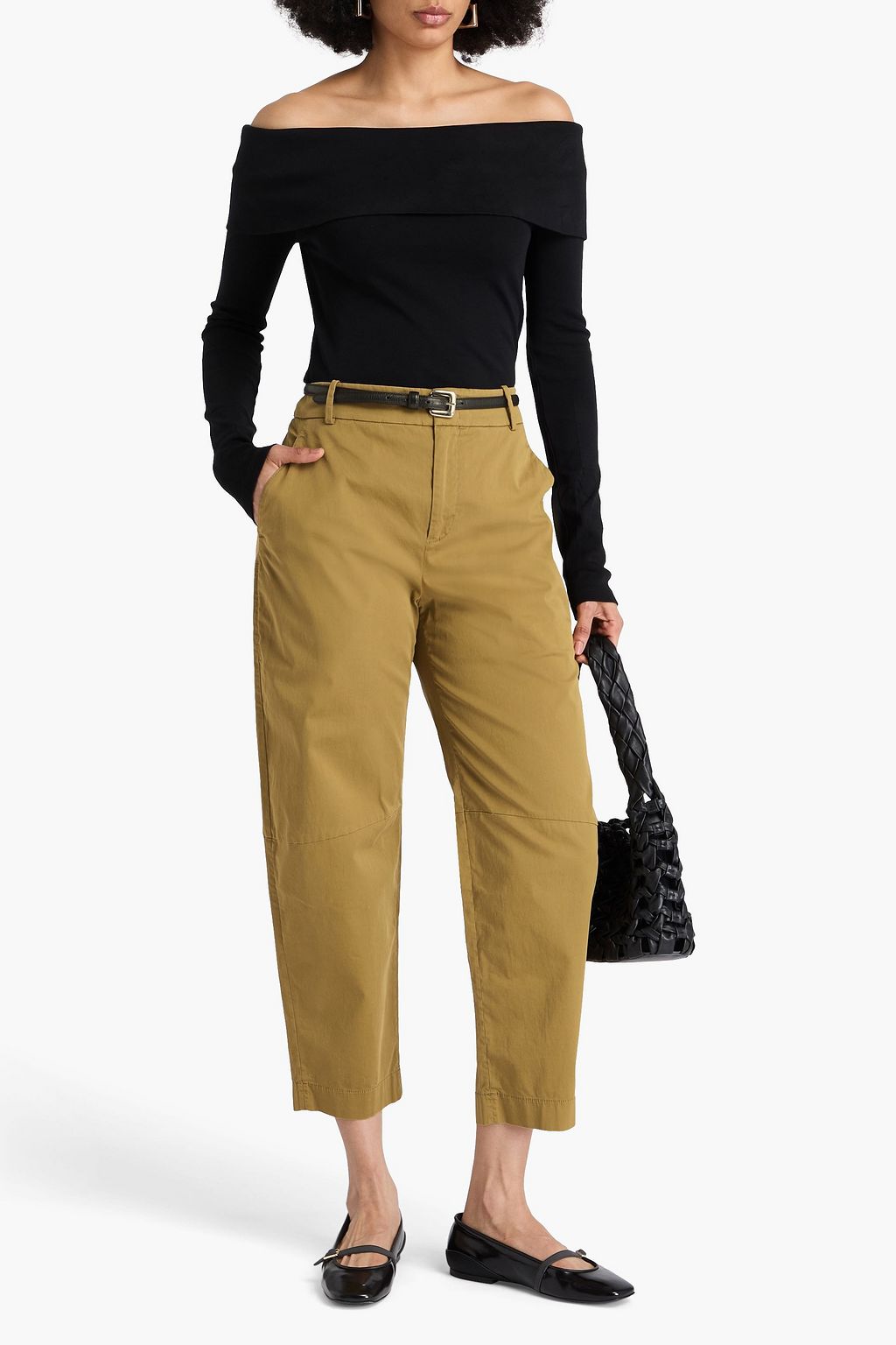 ANOTHER TOMORROW Stretch-cotton twill tapered pants