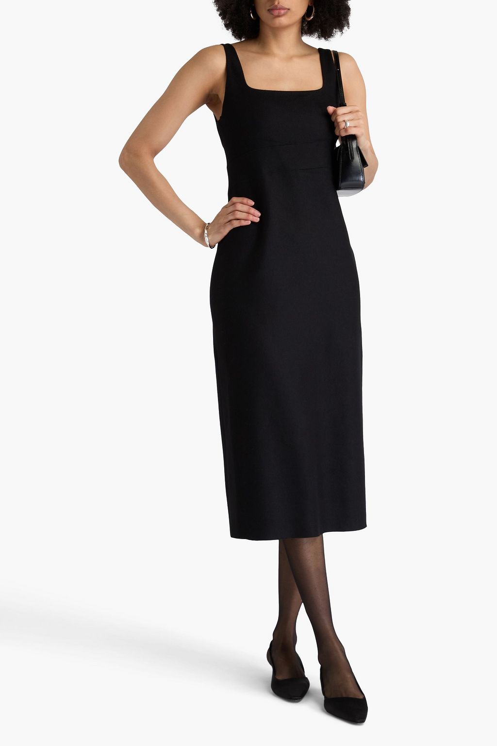 VINCE. Wool-blend flannel midi dress