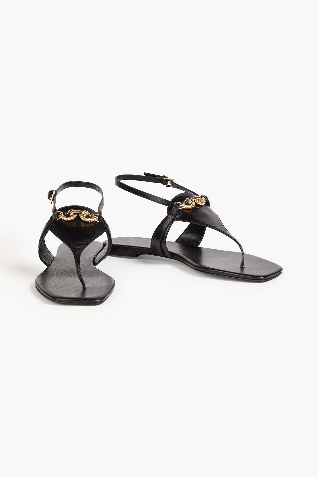 TORY BURCH 제사 장식 디테일 가죽 슬링백 샌들