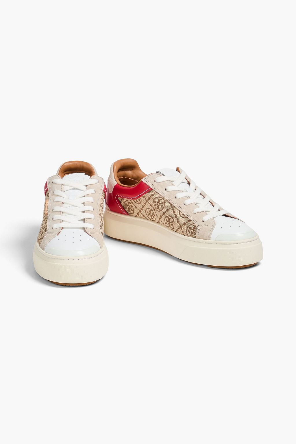 TORY BURCH Ladybug leather and jacquard sneakers