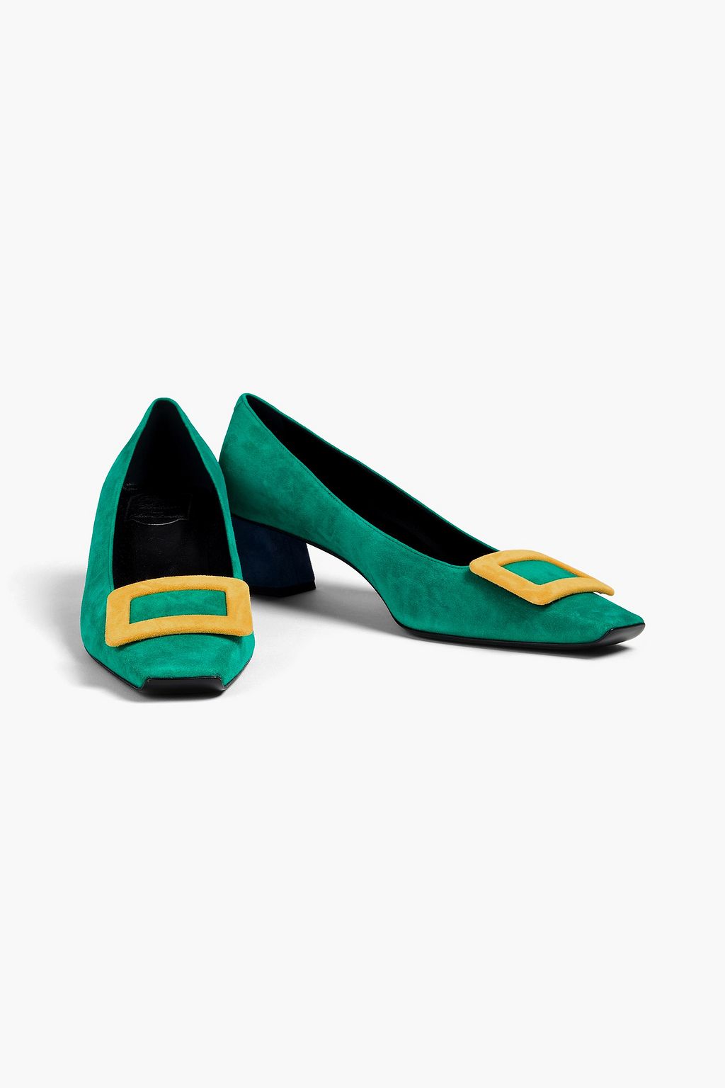 ROGER VIVIER حذاء بيل فيفييه 45 بكعب عالٍ من الشامواه بإبزيم