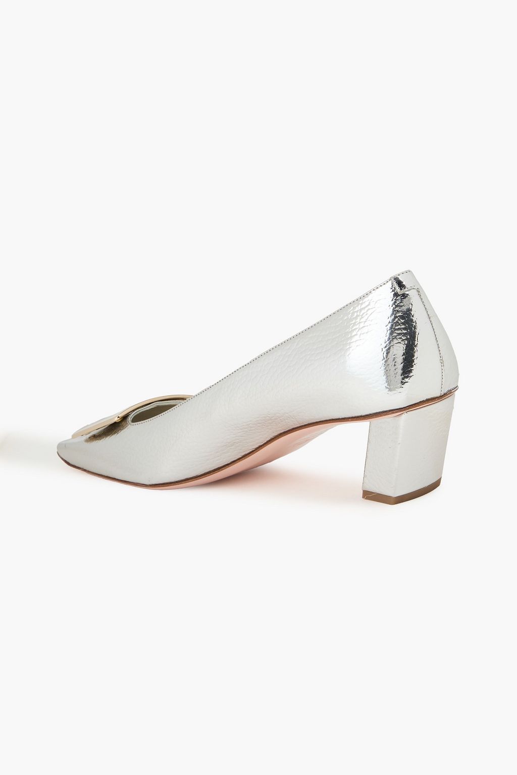 ROGER VIVIER حذاء بكعب عالٍ بيل فيفييه ترومبيت من الجلد العاكس بملمس نافر بإبزيم