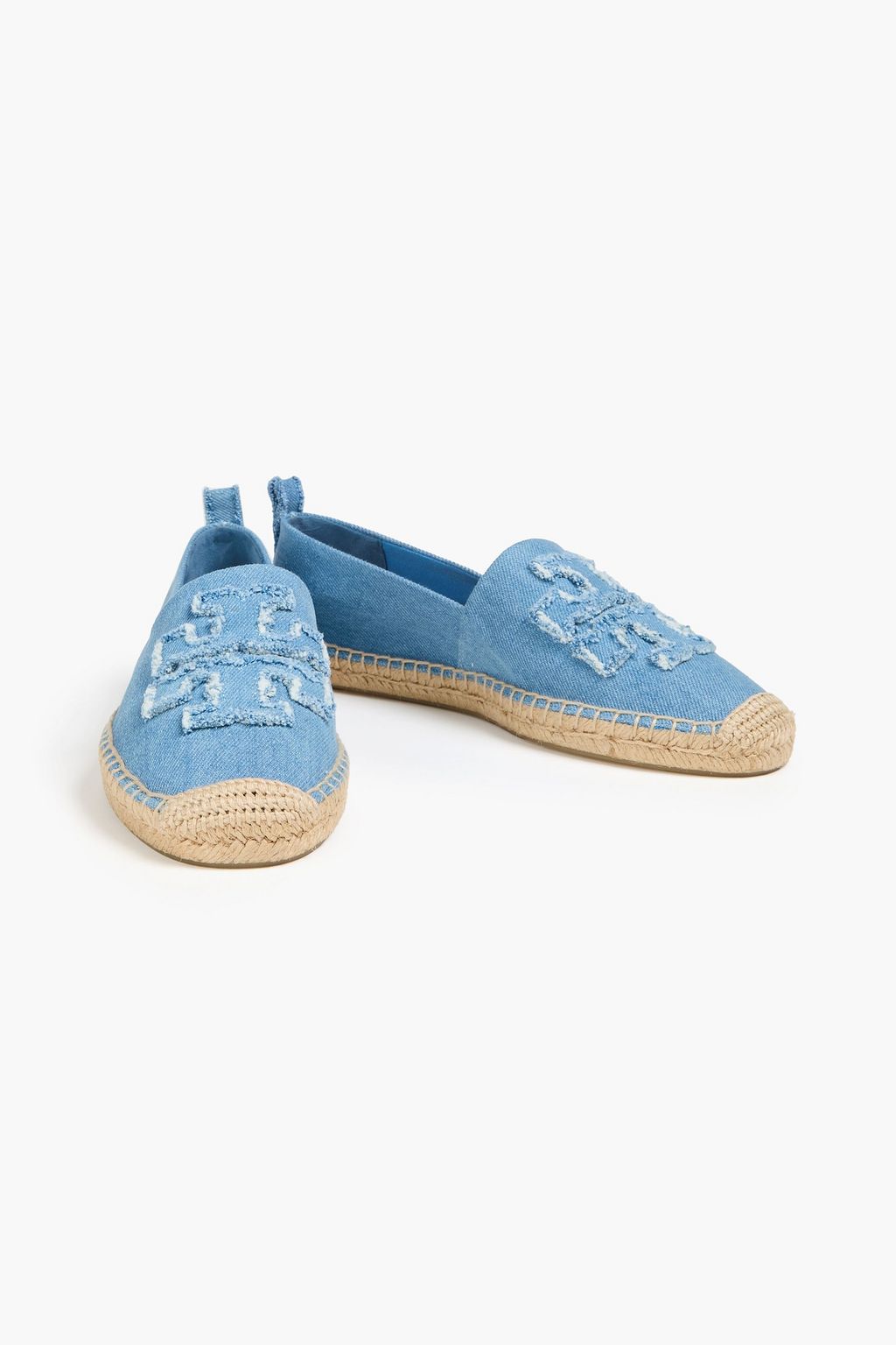 TORY BURCH Double T embellished denim espadrilles