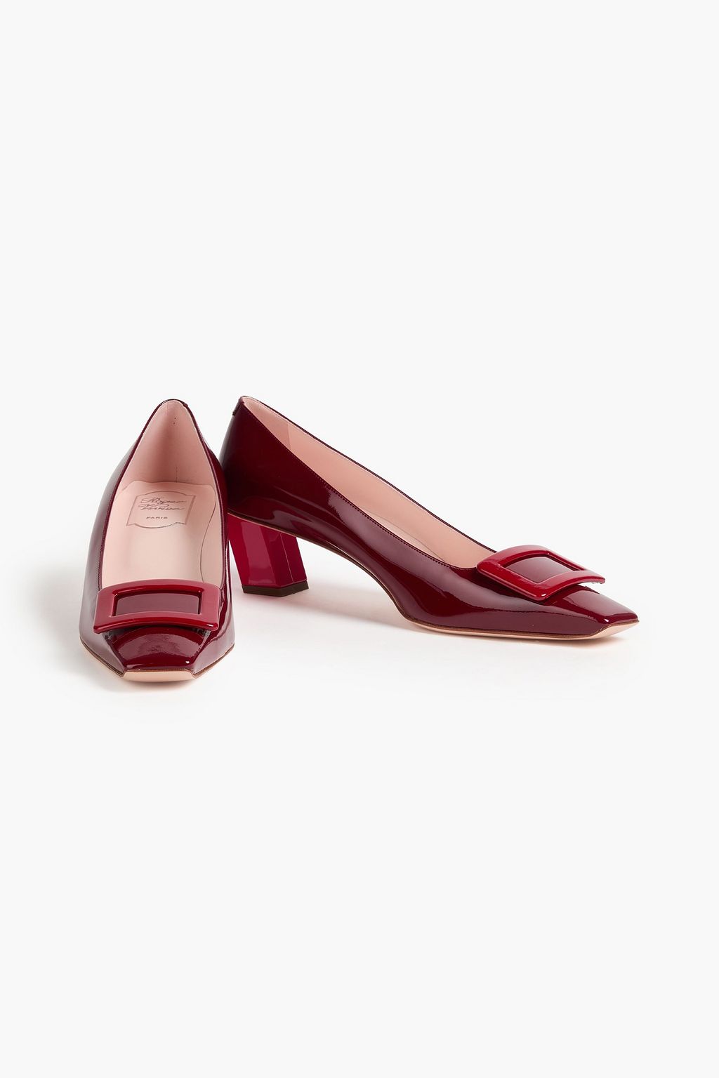 ROGER VIVIER حذاء بكعب عالٍ بيل فيفييه ترومبيت من الجلد اللامع بإبزيم