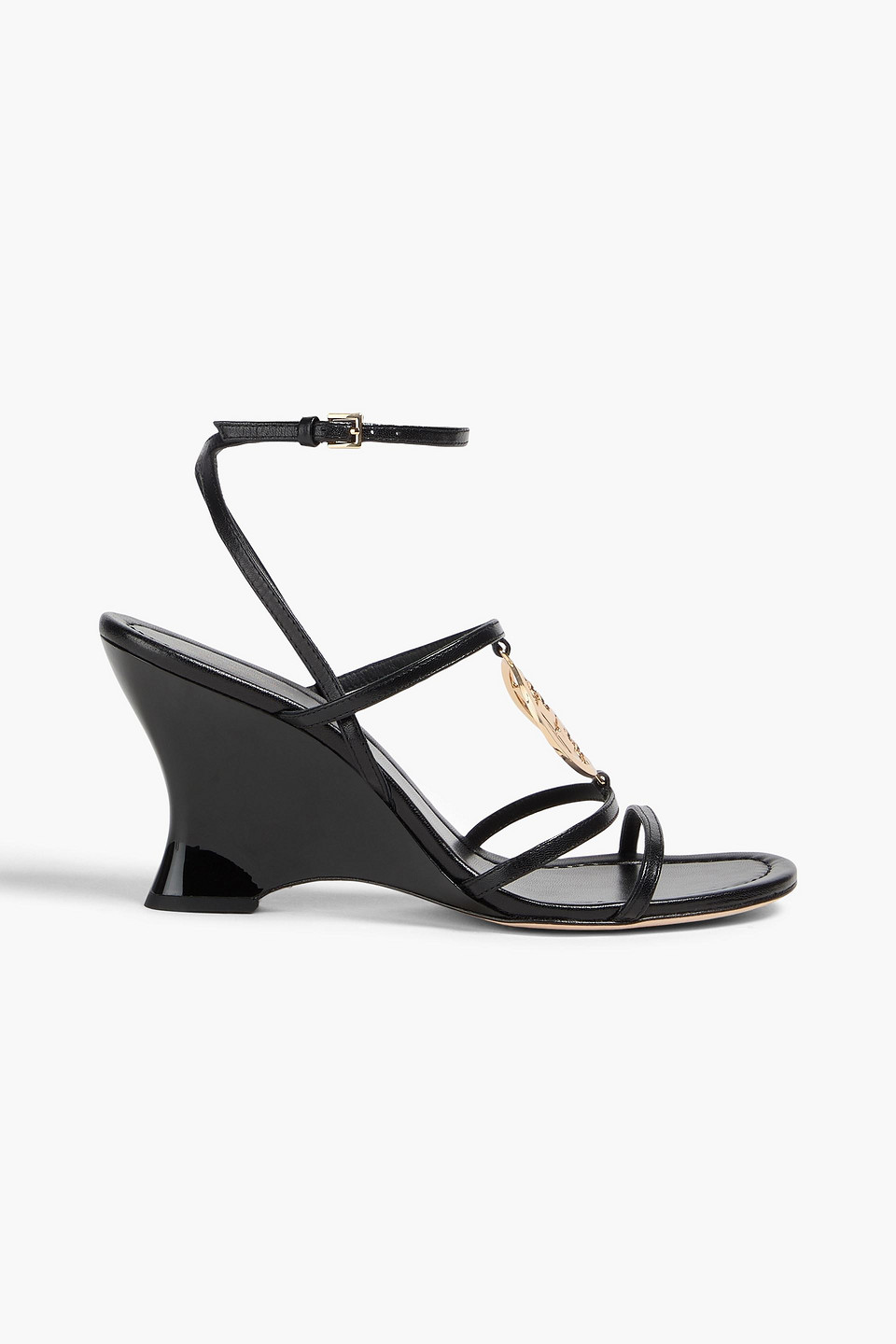 Tory Burch Capri Embellished Leather Wedge Sandals