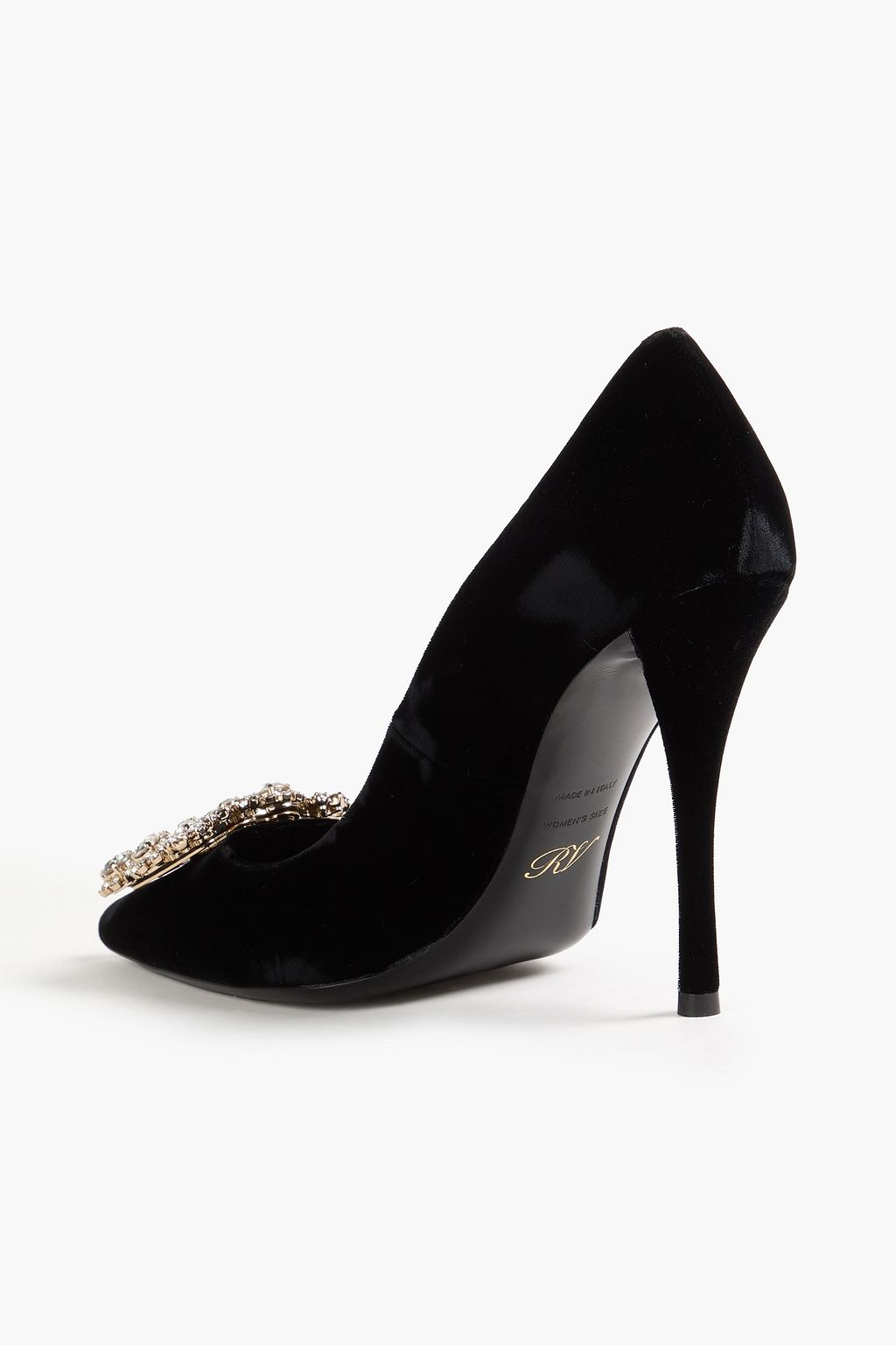ROGER VIVIER Flower Strass embellished velvet pumps
