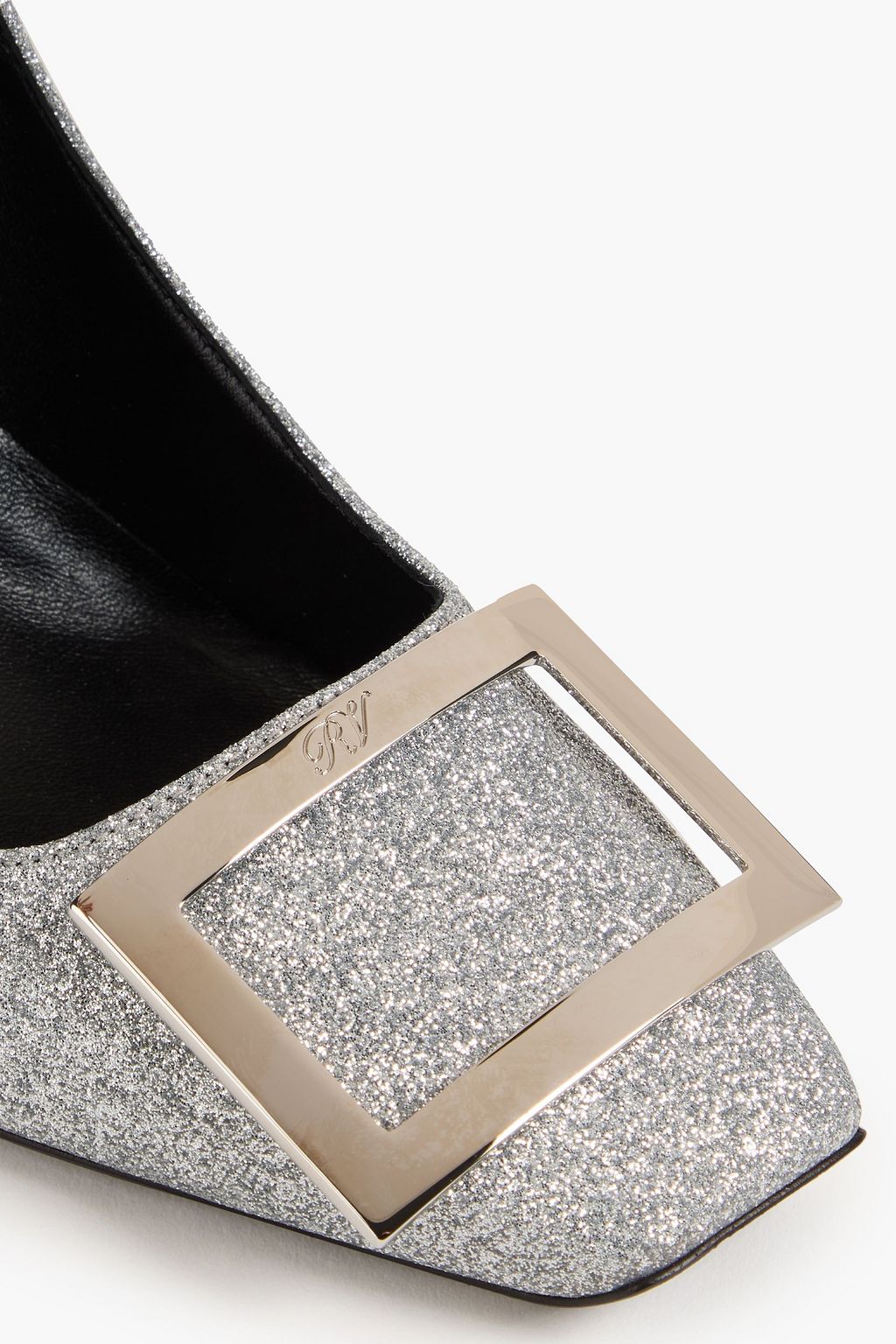 ROGER VIVIER حذاء بيل فيفييه ترومبيت بكعب عالٍ من الجلد بتصميم برّاق بإبزيم