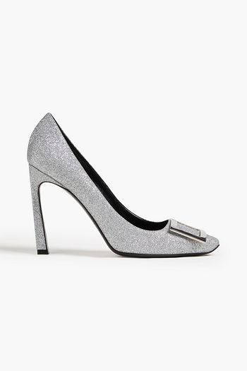 ROGER VIVIER حذاء بيل فيفييه ترومبيت بكعب عالٍ من الجلد بتصميم برّاق بإبزيم