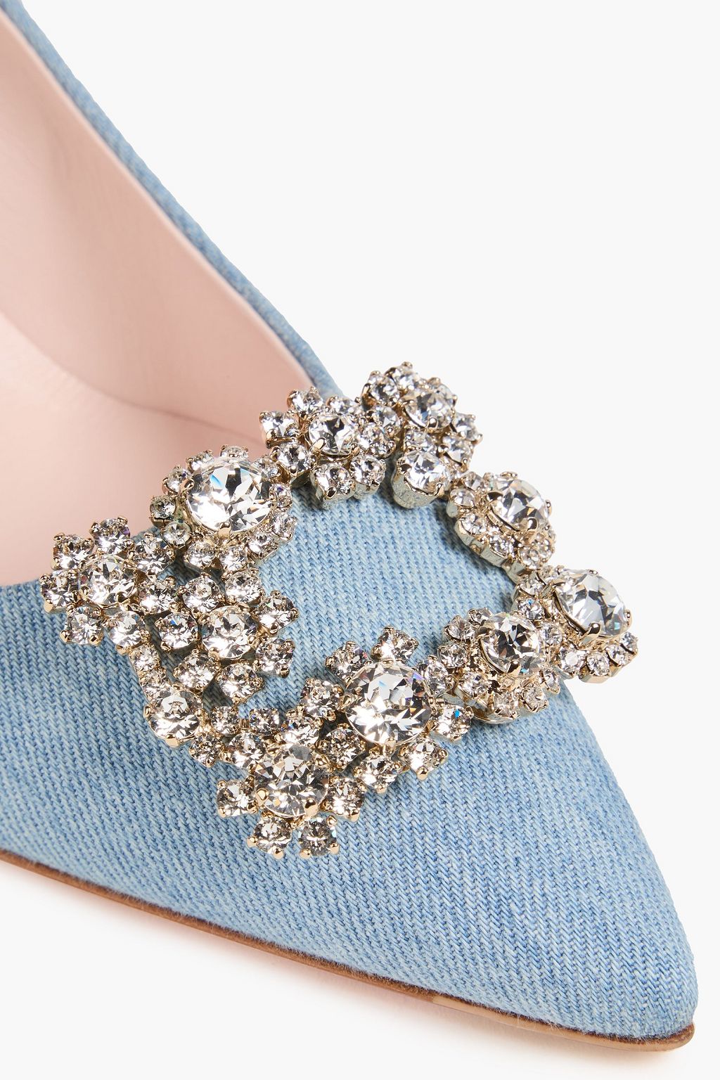 ROGER VIVIER Flower Strass 65 embellished denim pumps
