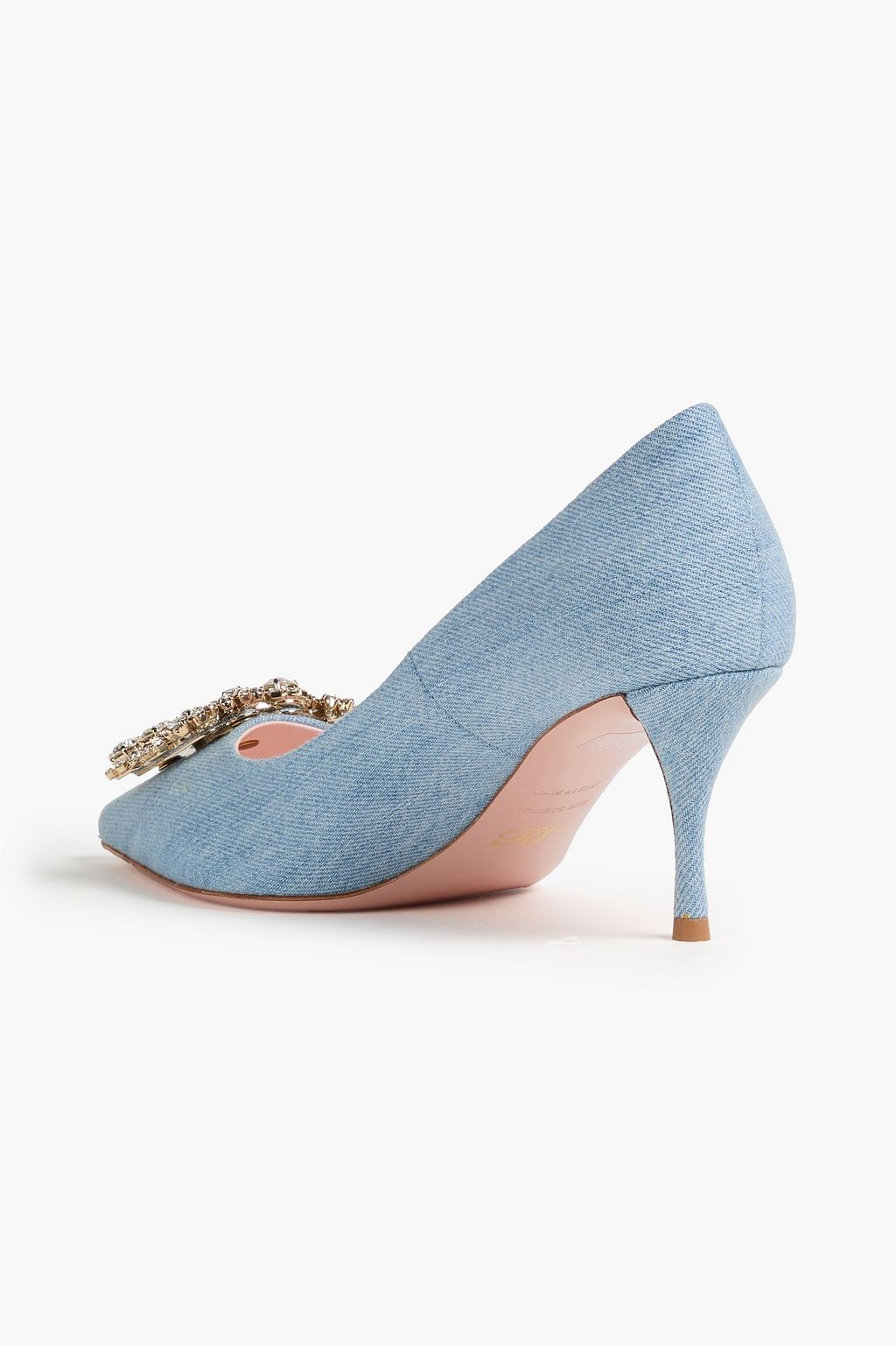 ROGER VIVIER Flower Strass 65 embellished denim pumps