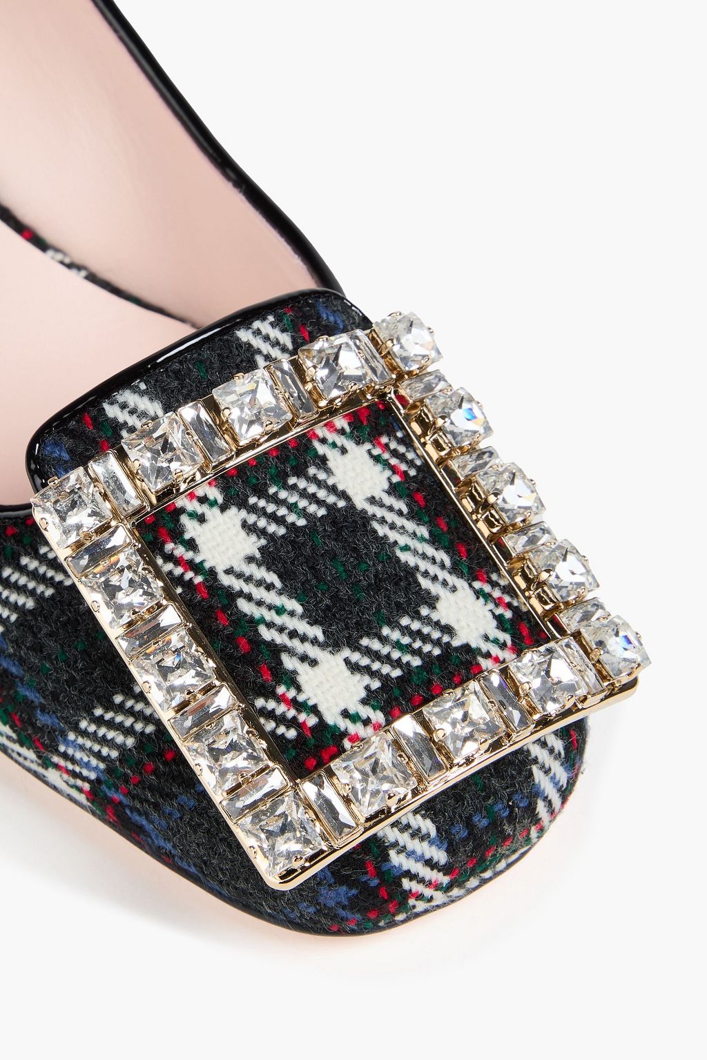 ROGER VIVIER حذاء بكعب عالٍ تريس فيفر من اللّباد بنقشة مربعات بتصميم مزركش