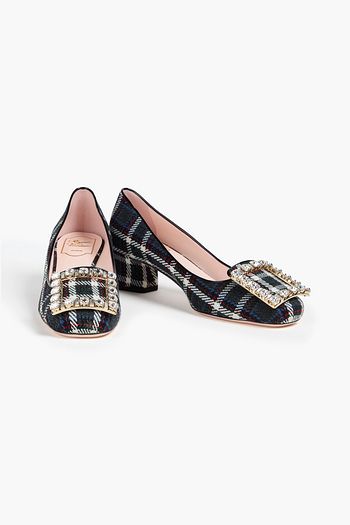ROGER VIVIER حذاء بكعب عالٍ تريس فيفر من اللّباد بنقشة مربعات بتصميم مزركش