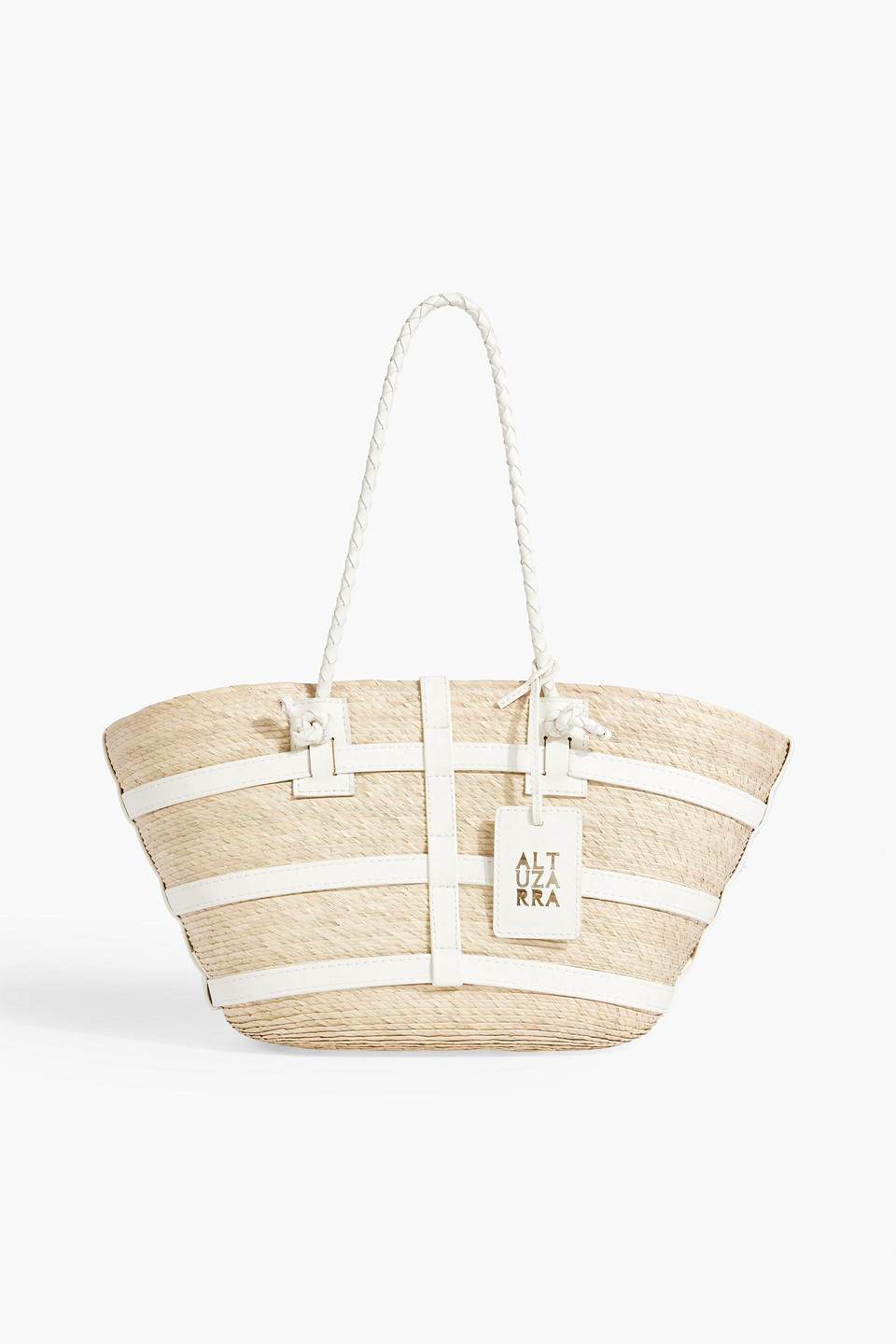 Altuzarra Watermill Small Leather-trimmed Raffia Tote
