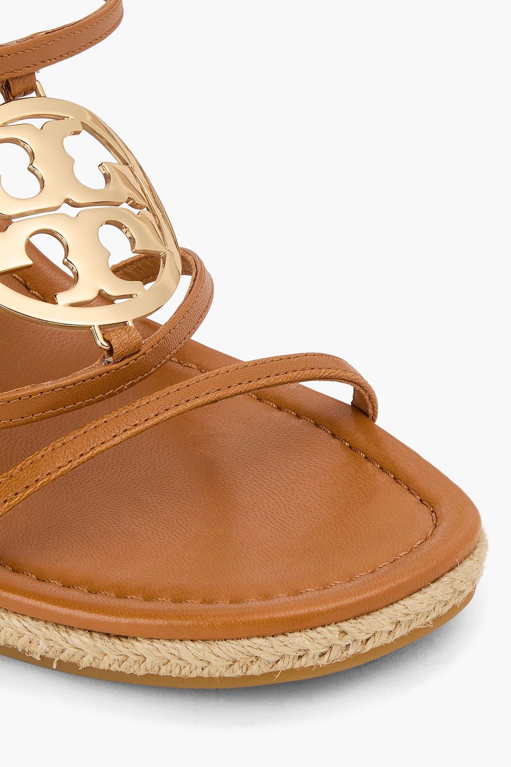 TORY BURCH Capri embellished leather wedge espadrilles