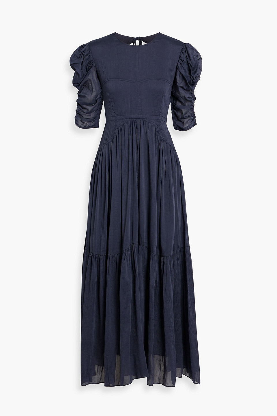 Isabel Marant Bealisa Open-back Ruched Cotton And Silk-blend Crepon Midi Dress