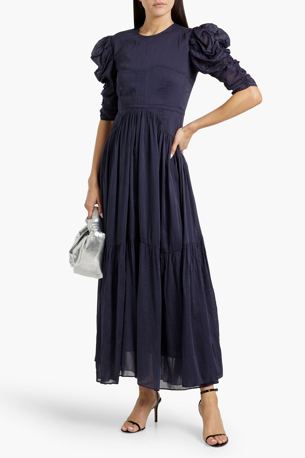 ISABEL MARANT Bealisa open-back ruched cotton and silk-blend crepon midi dress