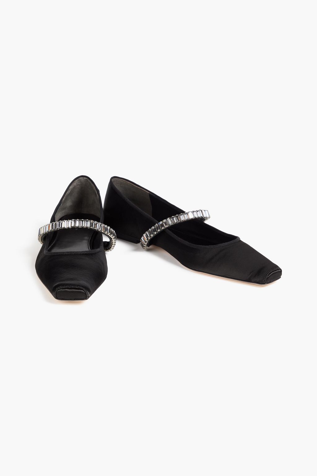 TORY BURCH Embellished satin Mary Jane flats