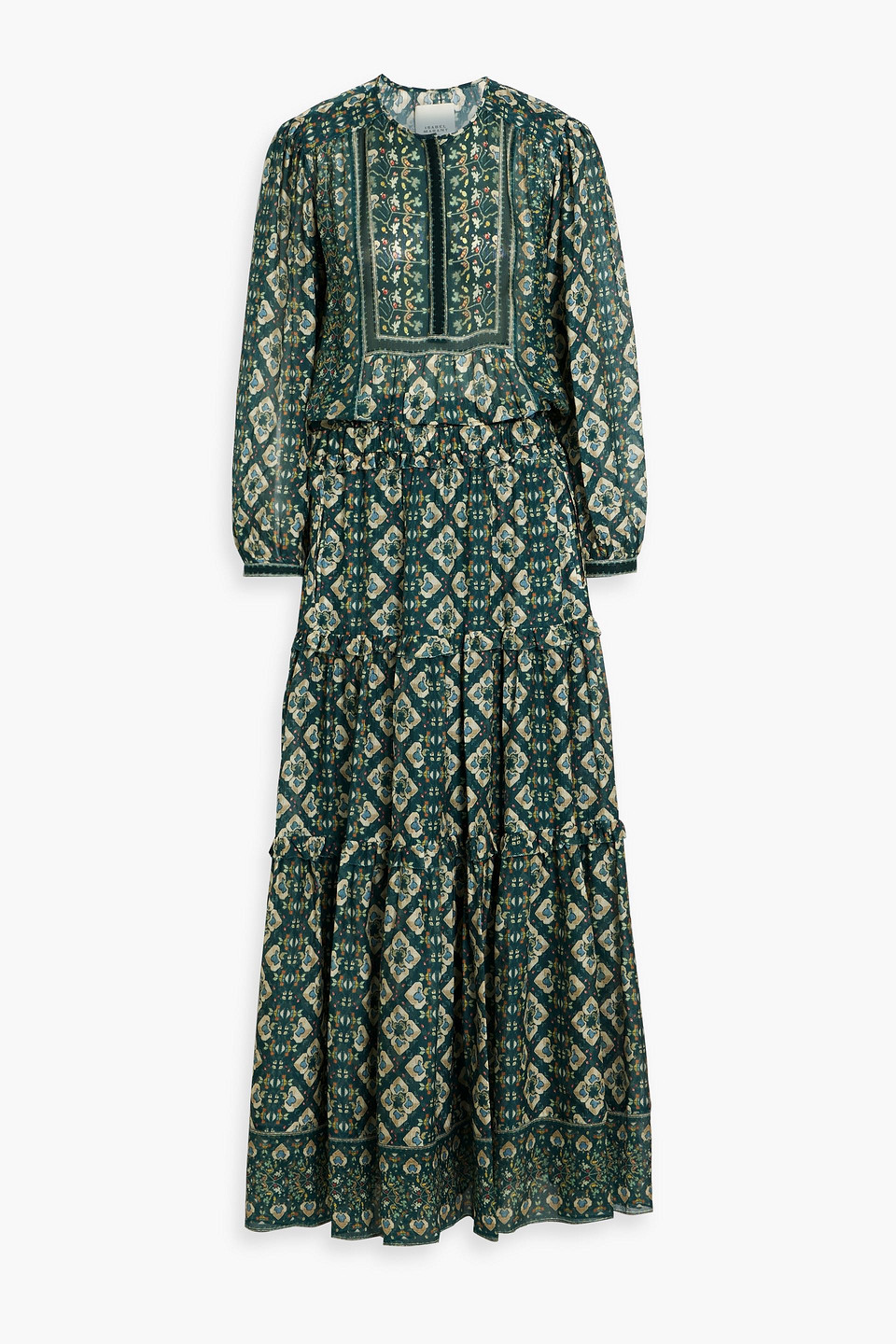 Isabel Marant Mafezia Tiered Printed Silk-jacquard Maxi Dress