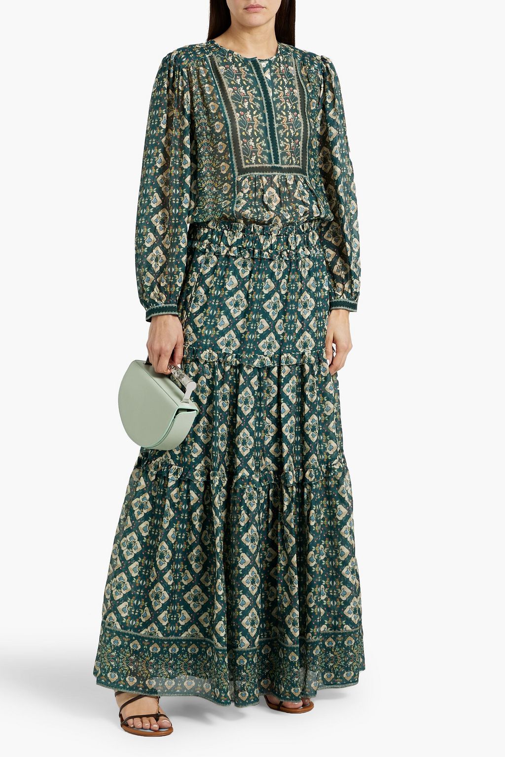 ISABEL MARANT Mafezia tiered printed silk-jacquard maxi dress