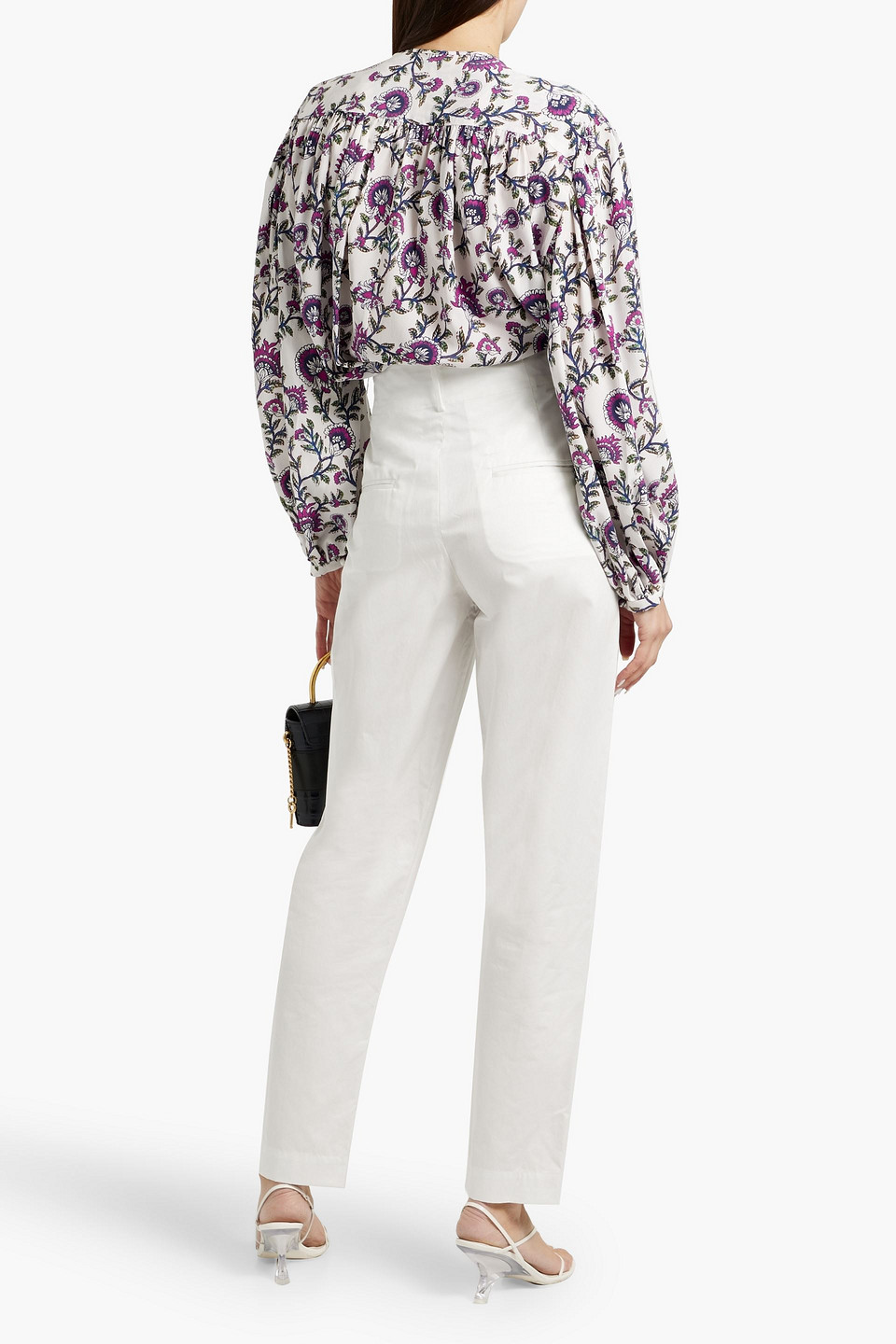 ISABEL MARANT BRUNILLE FLORAL-PRINT STRETCH-SILK BLOUSE