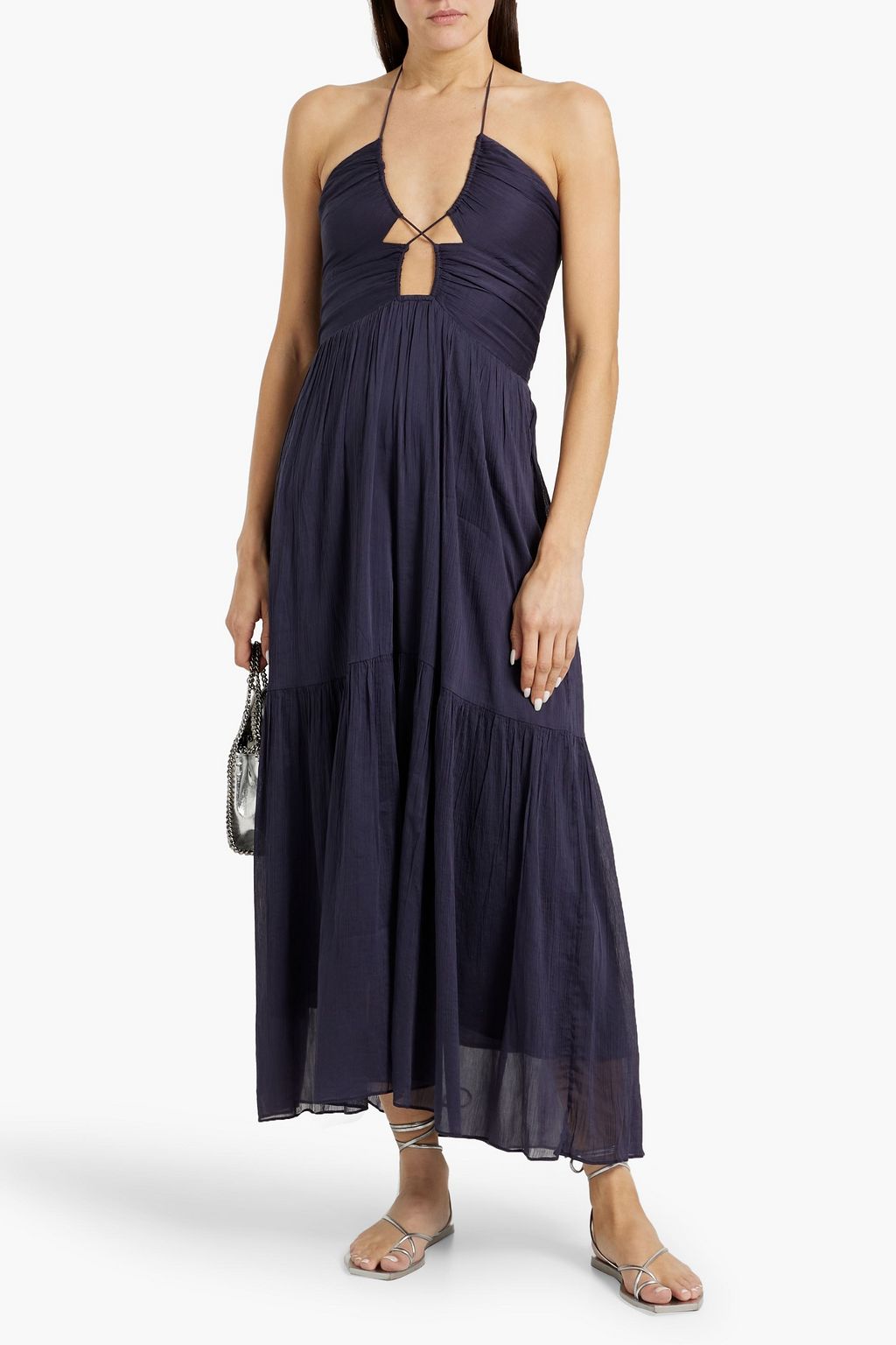 ISABEL MARANT Birona cutout cotton and silk-blend crepon halterneck maxi dress