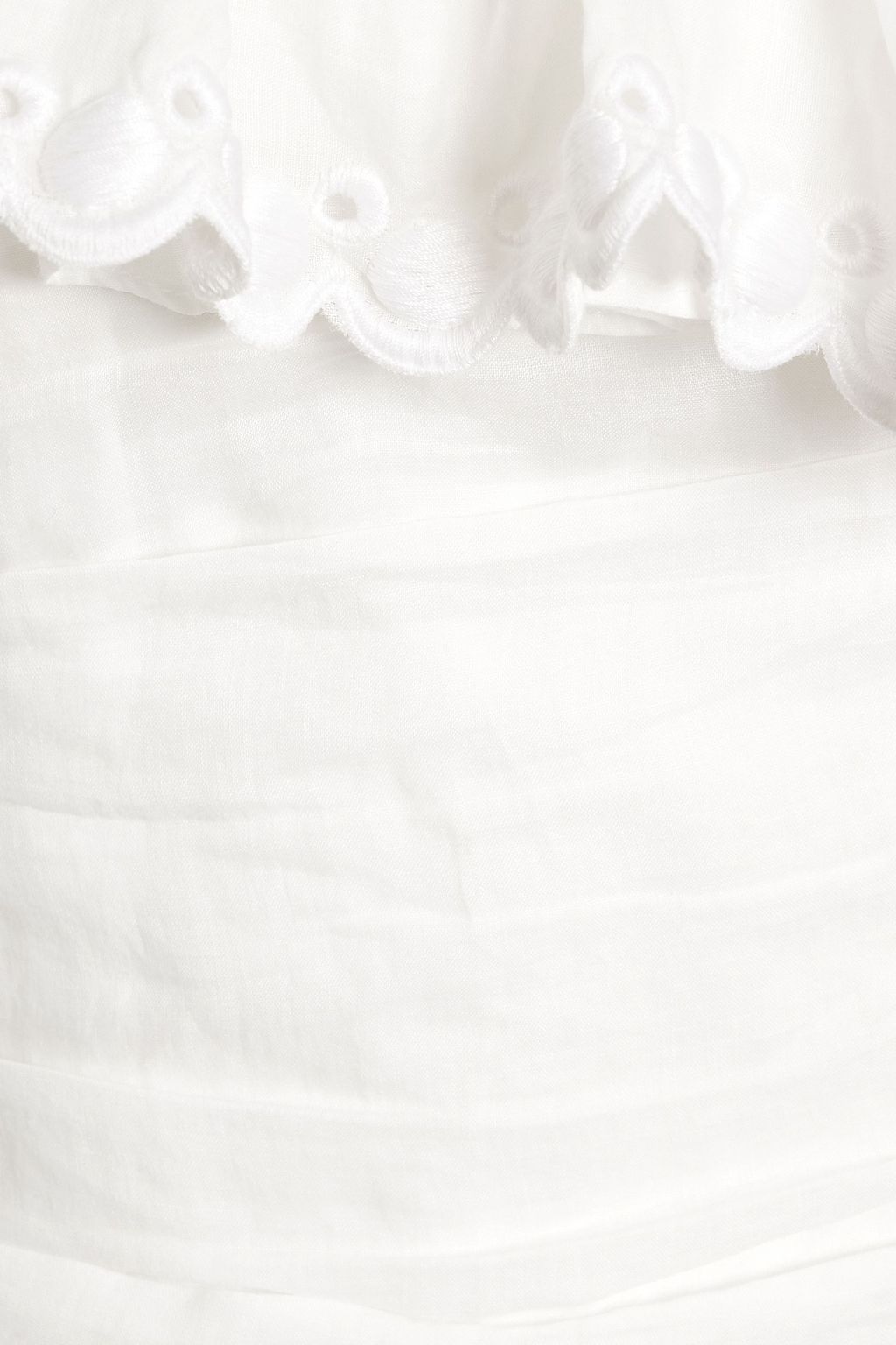 ISABEL MARANT Orma strapless ruffled broderie anglaise-trimmed ramie top