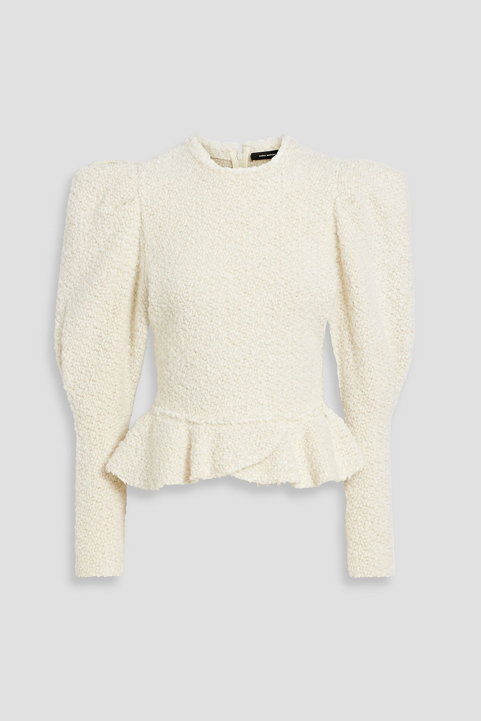 Isabel Marant Giamili Bouclé Peplum Top In Sand
