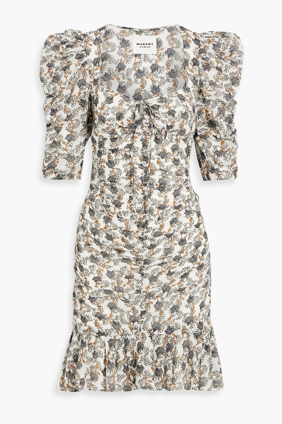 Isabel Marant Étoile Galdino Ruched Printed Cotton-voile Mini Dress