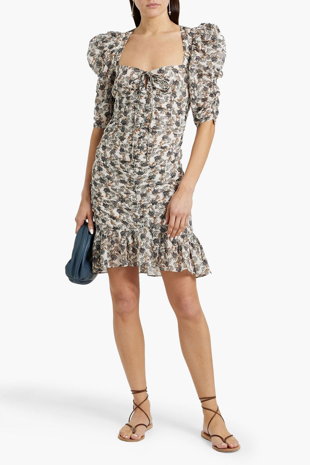 MARANT ÉTOILE Galdino ruched printed cotton-voile mini dress