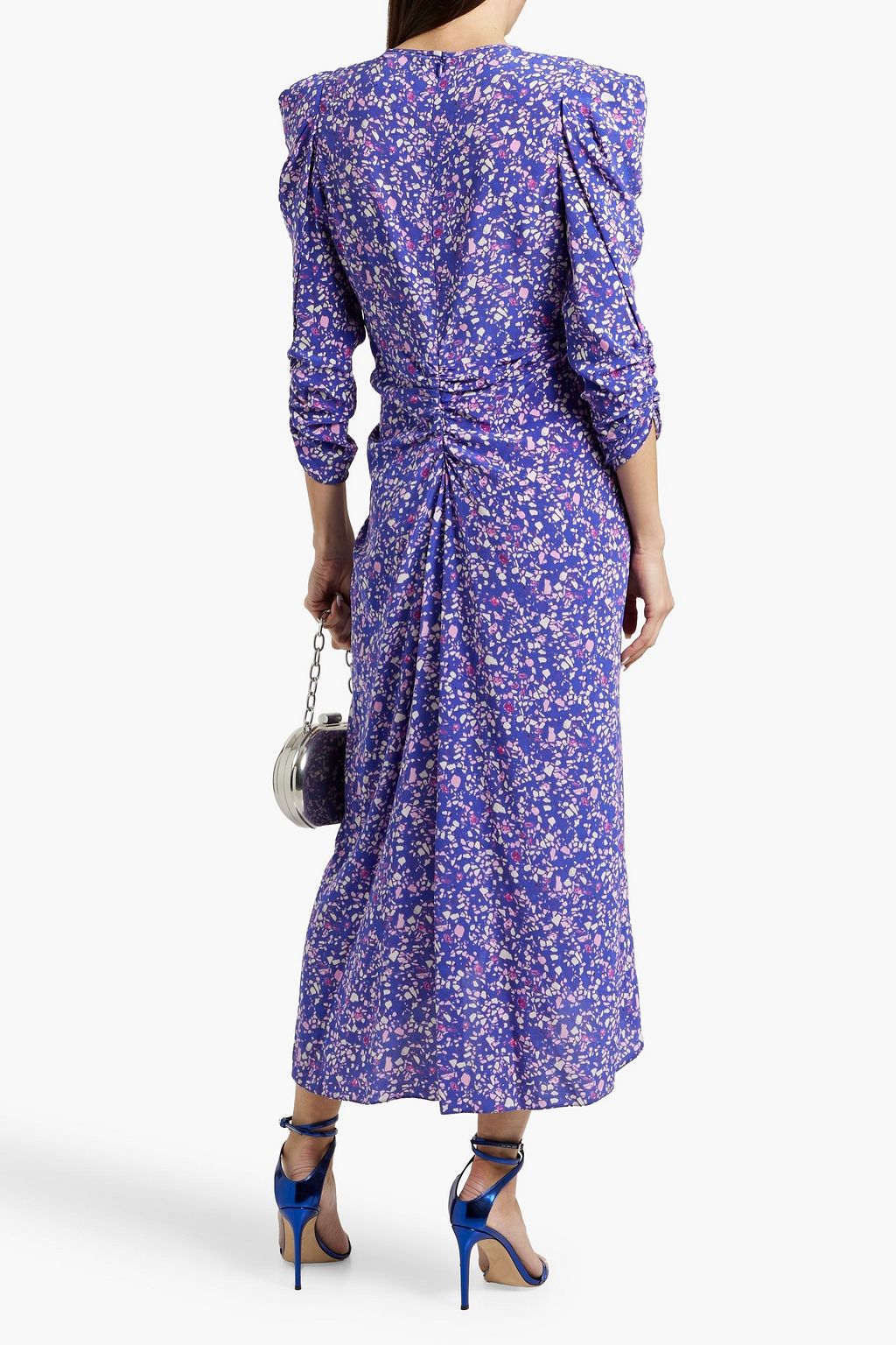 ISABEL MARANT Albini ruched printed stretch-silk midi dress