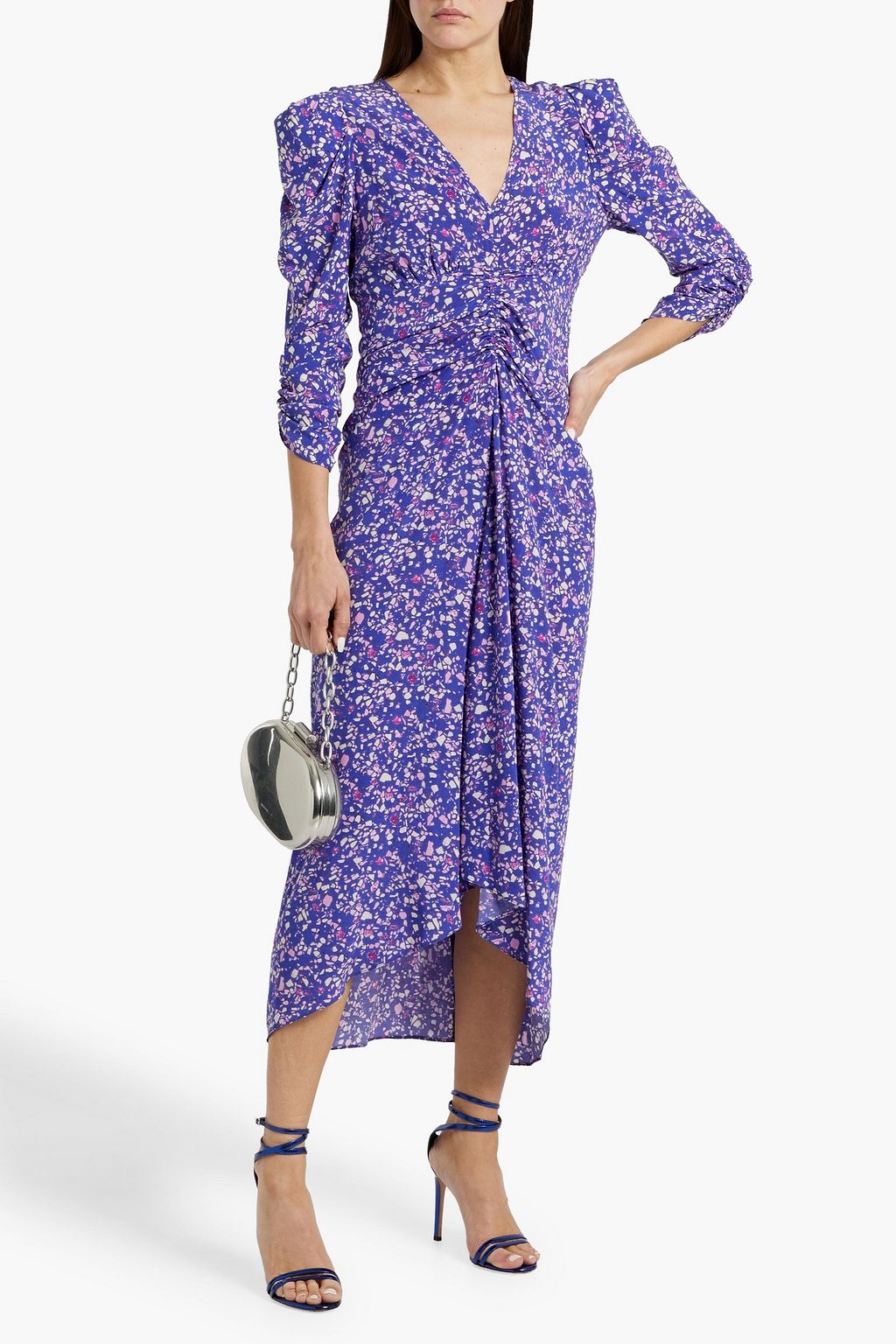 ISABEL MARANT Albini ruched printed stretch-silk midi dress