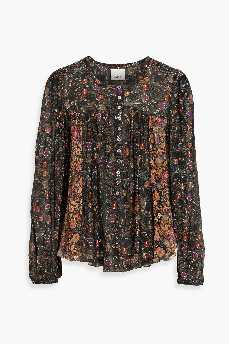 Isabel Marant Ametissae Pintucked Printed Silk-crepon Blouse