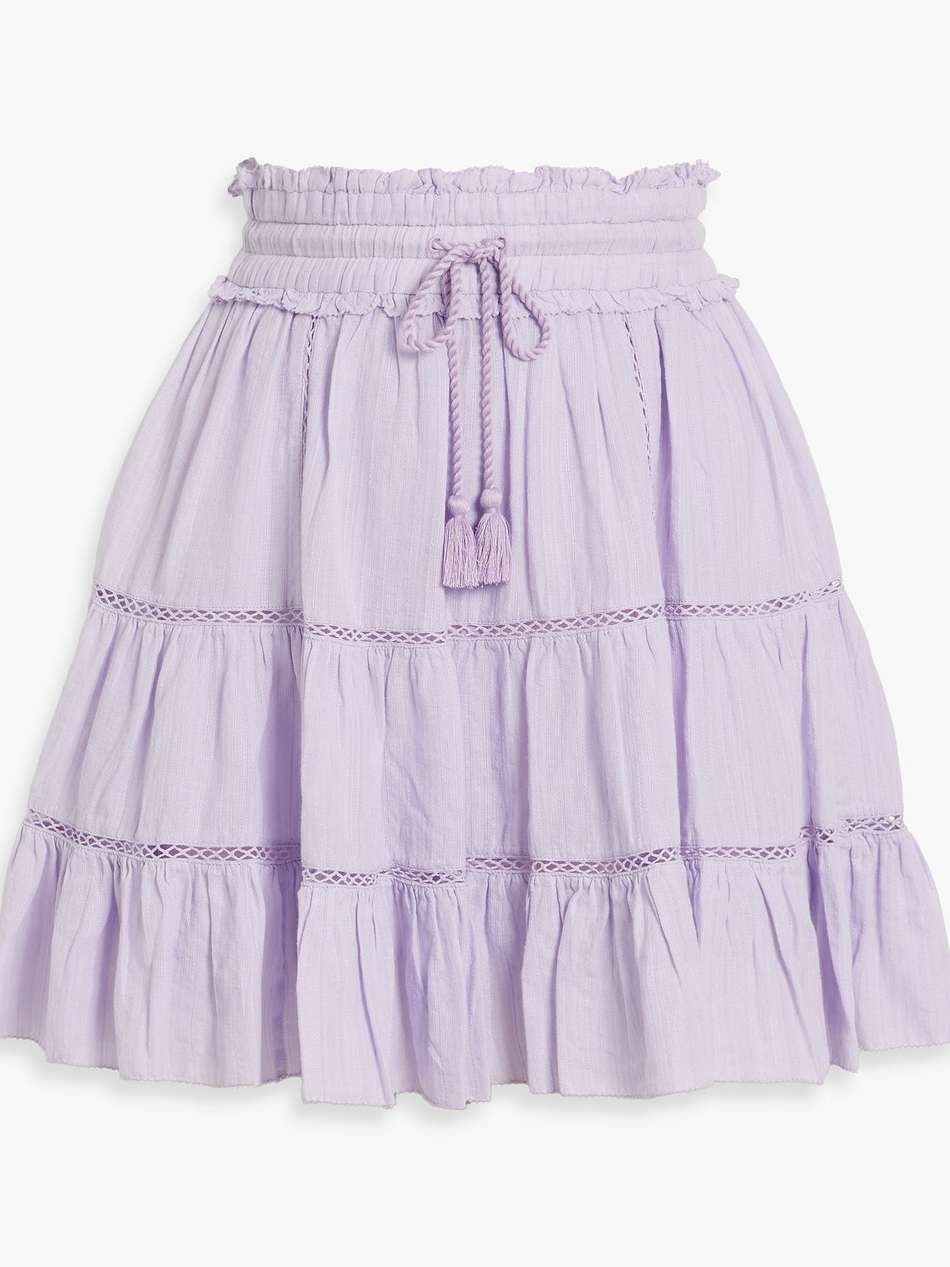 lioline tiered cotton-blend jacquard mini skirt