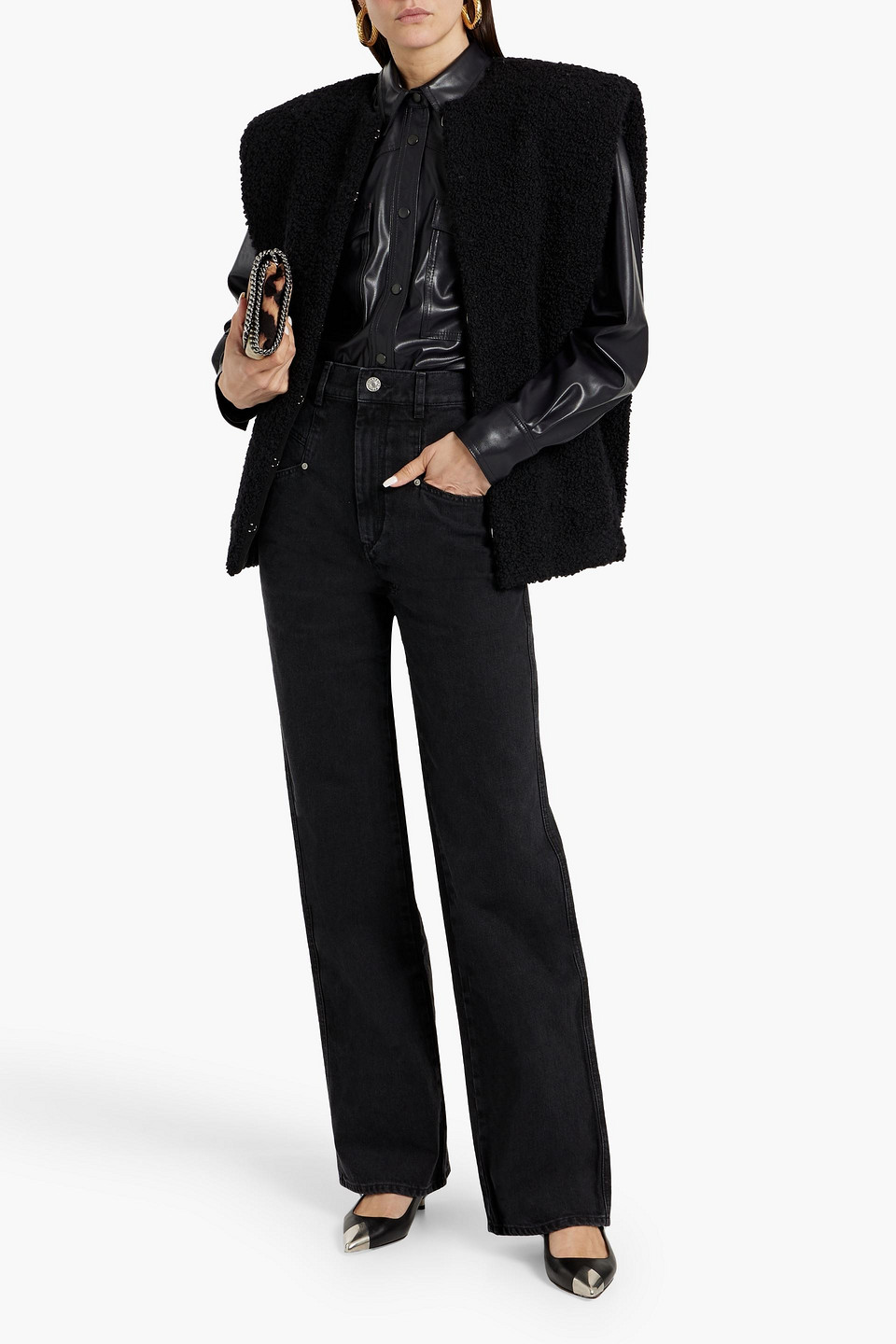 Isabel Marant Gwendae Wool-blend Bouclé Vest In Black