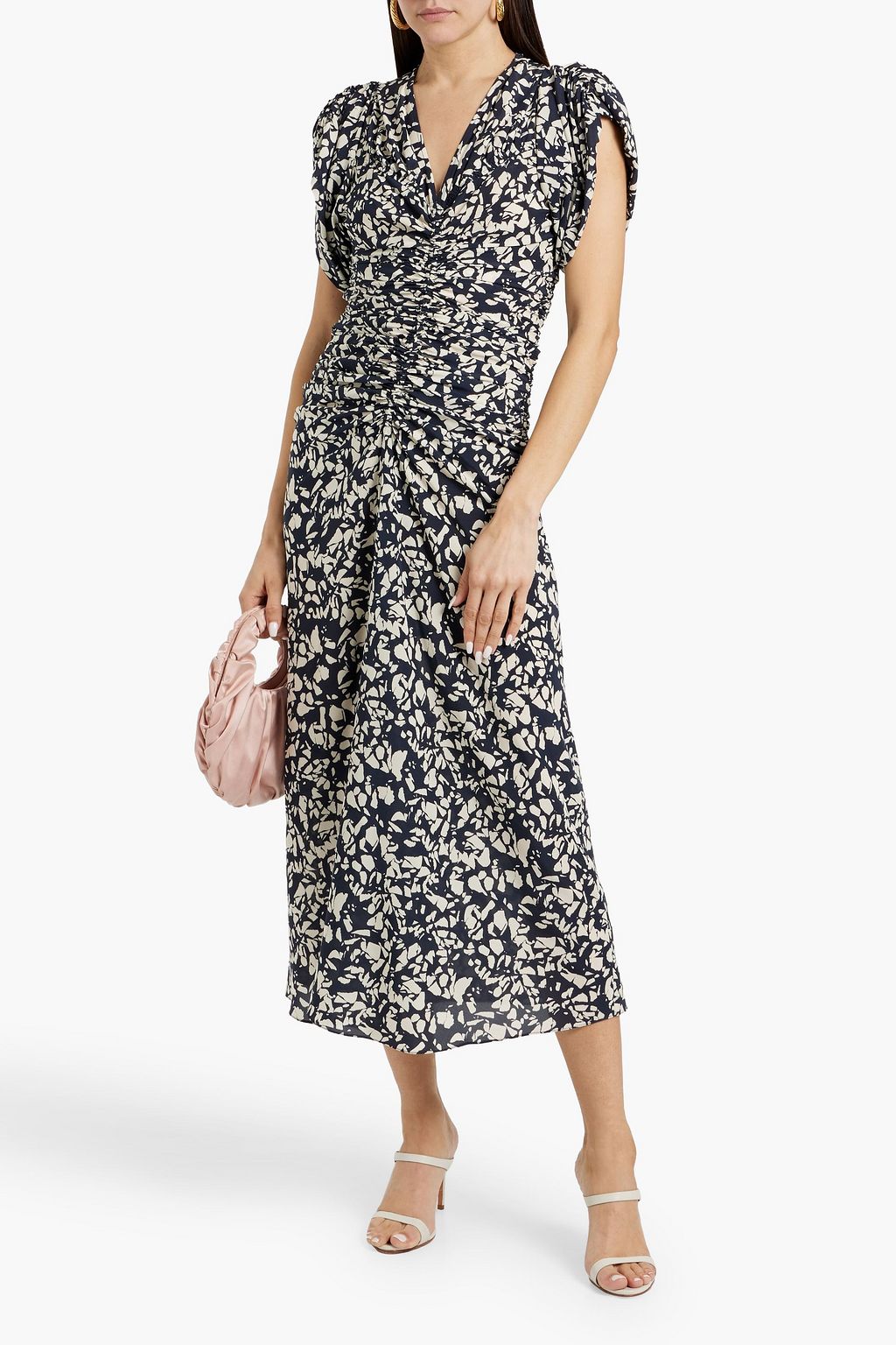 ISABEL MARANT Lilia ruched printed stretch-silk midi dress
