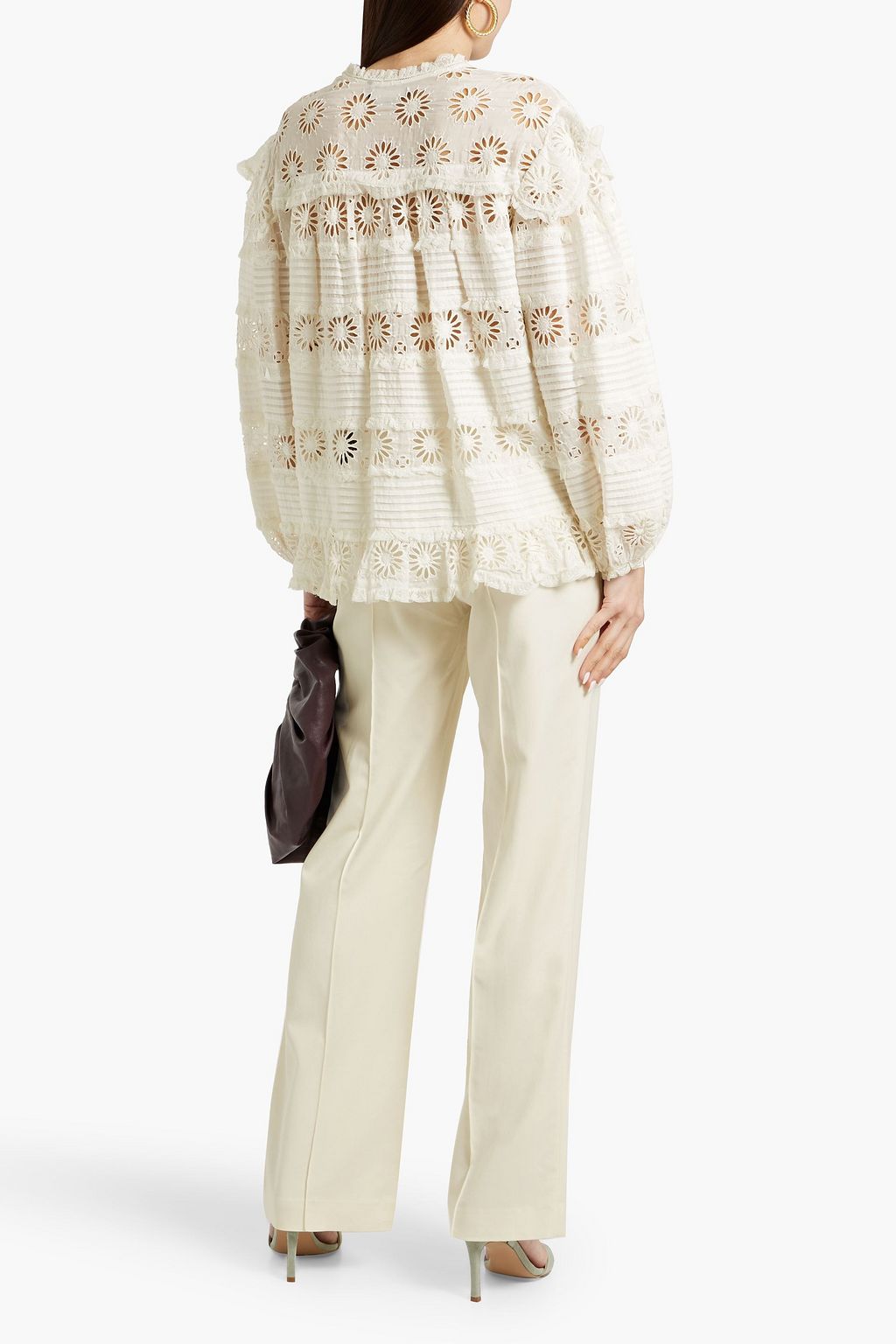 ISABEL MARANT Dicersei ruffled broderie anglaise cotton and silk-blend blouse