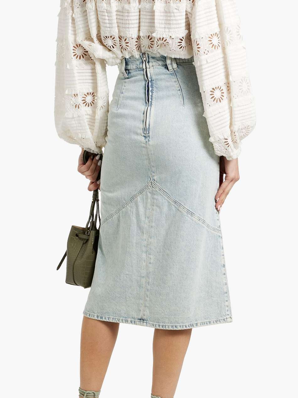 pomano faded denim midi skirt