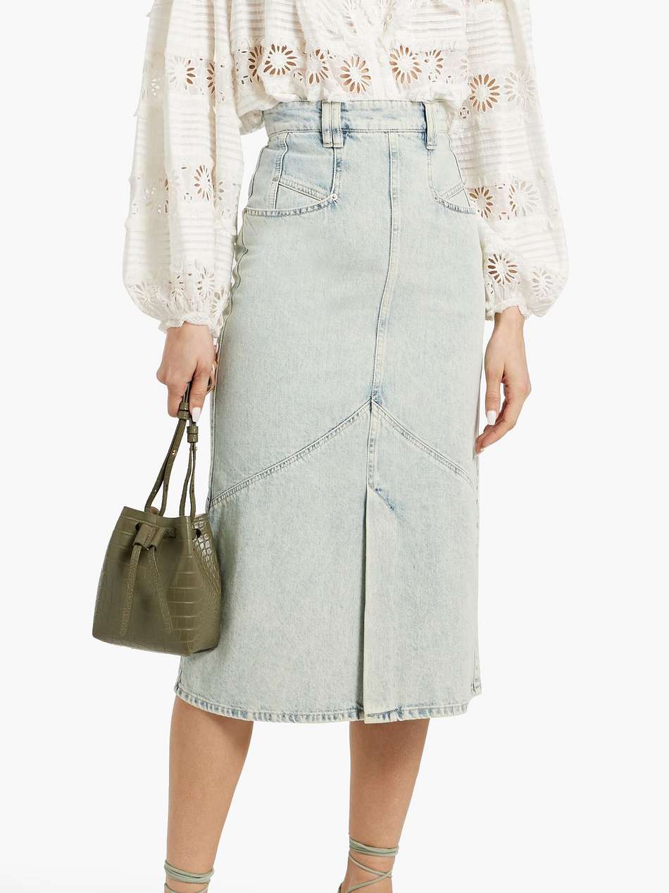 pomano faded denim midi skirt