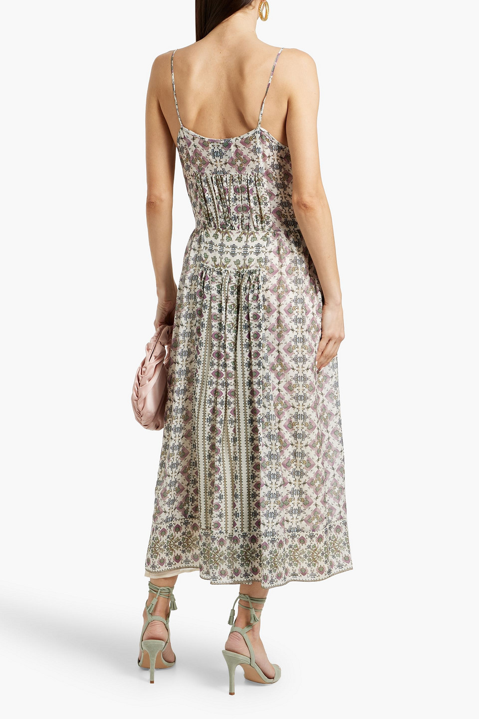 ISABEL MARANT MACHA RUFFLED PRINTED SILK-JACQUARD MIDI DRESS